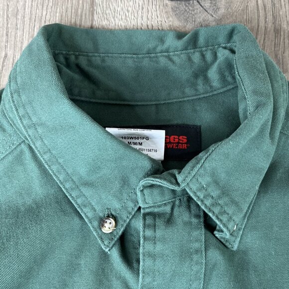 Wrangler Riggs Workwear Button Down Shirt Mens Med Button Up Pocket Forest Green - Picture 8 of 8